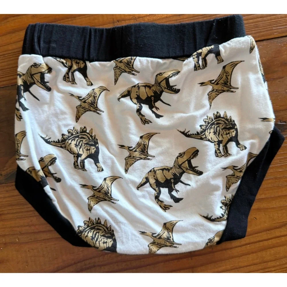 Kate Quinn Dinosaur Bamboo Viscose Bummies Diaper Cover Gold Black 3-6M